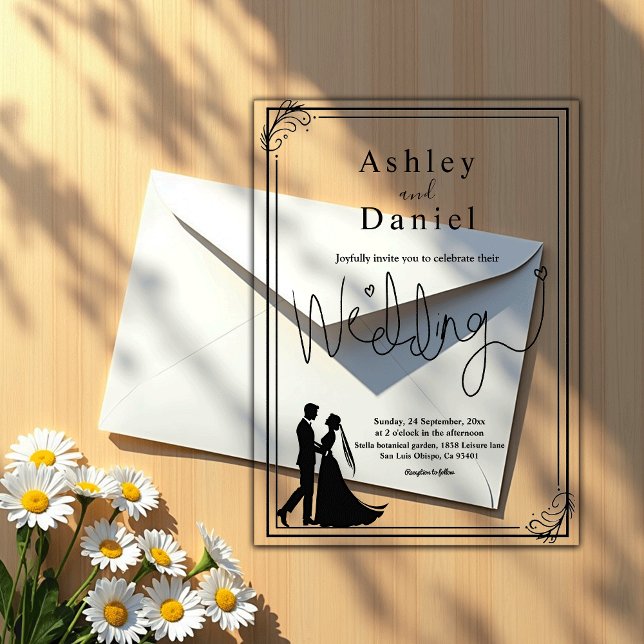 Elegant Chic Black And White Romantic Wedding Acrylic Invitations (Creator Uploaded)