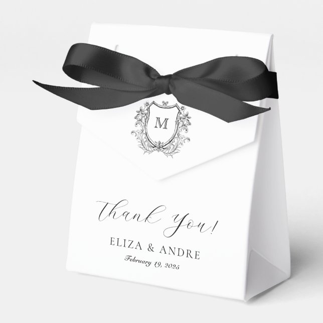 Elegant Chic | Black and White Wedding Favour Box (Front Side)