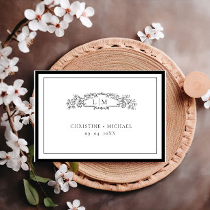 Elegant & Chic Black and White wedding RSVP Card