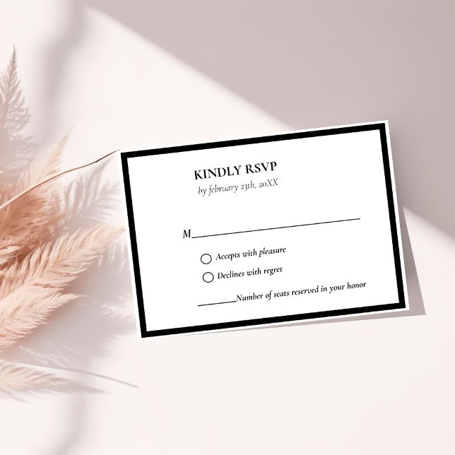 Elegant & Chic Black and White wedding RSVP Card (Creator Uploaded)