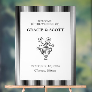 Elegant Chic Black and White Wedding Welcome Sign