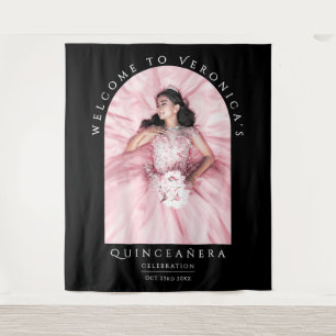 Elegant Chic Black Classica Quinceañera Photo Tapestry