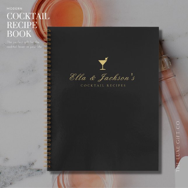 Elegant Chic Black Couples Blank Cocktail Recipe Notebook (Creator Uploaded)