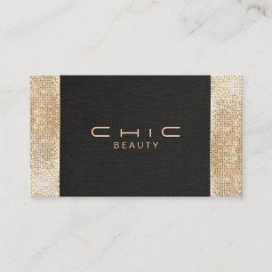 Elegant Chic Black Faux Gold Sequin Beauty Business Card