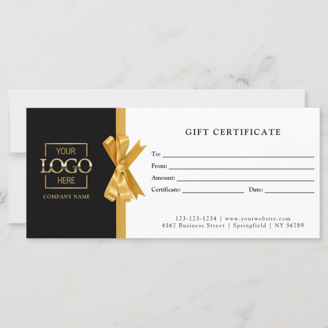 Elegant Chic Black Gold Business Gift Certificate (Front)