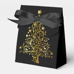 Elegant Chic Black Gold Christmas Tree Favour Box