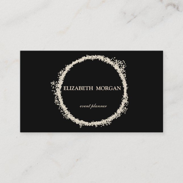Elegant Chic Black Gold Confetti Circle Business Card (Front)