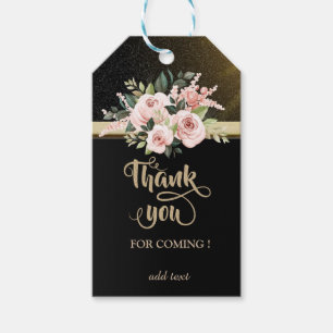 Elegant Chic Black,Gold,Flowers Thank You Gift Tags