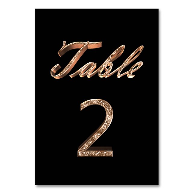 Elegant Chic Black Gold Party Table Number 2 (Front)