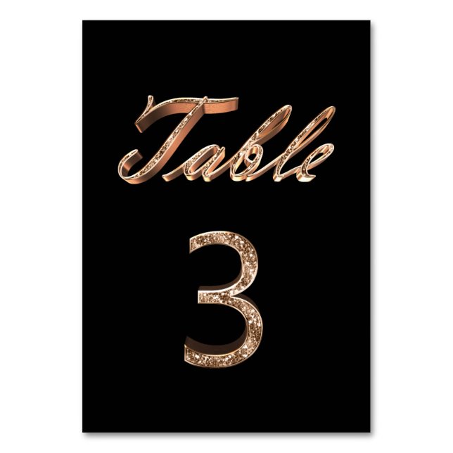 Elegant Chic Black Gold Party Table Number 3 (Front)