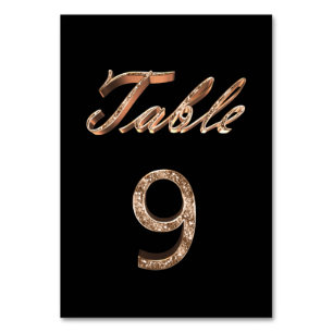 Elegant Chic Black Gold Party Table Number 9