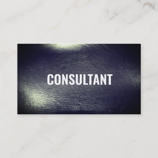 Elegant chic black leather professional  business  card (Front)