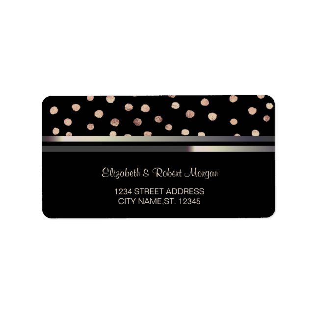 Elegant Chic Black,Stripes,Confetti Wedding Label (Front)