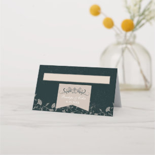 Elegant Chic Black Tan Library Wedding Place Cards