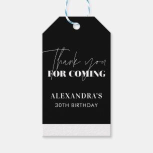 Elegant Chic Black White Birthday Thank You Gift Tags