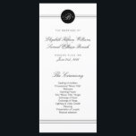Elegant Chic Black White Monogram Wedding Program Programme<br><div class="desc">Customise this two side print beautiful stylish elegant monogram black and white Wedding Program Cards. Modern clean and crisp design with a black text and design on a white background. Matching Wedding Invitation,  RSVP Response Card and similar can be found in Chic Black White Monogram Wedding Collection.</div>