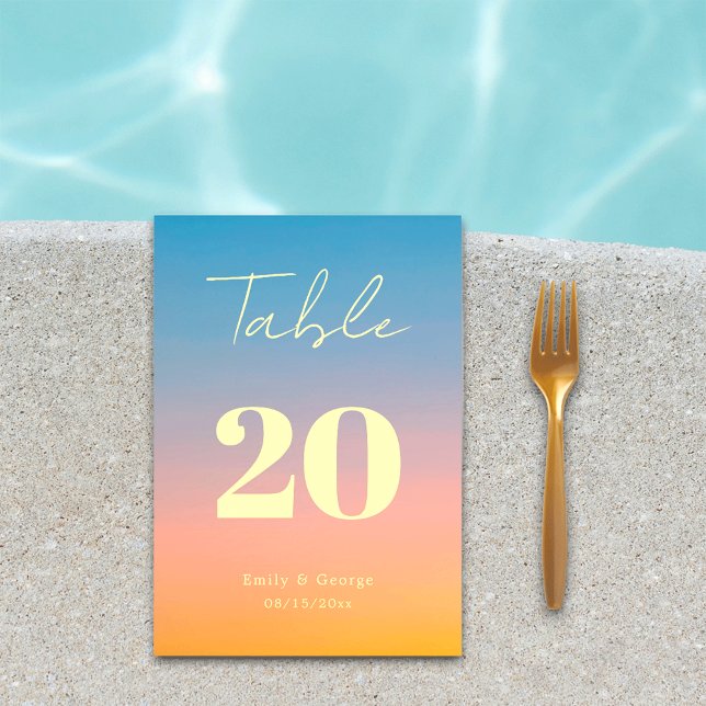 Elegant Chic Blue Orange Modern Simple Wedding Table Number (Creator Uploaded)