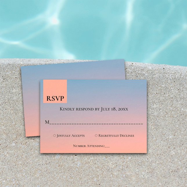 Elegant chic blue orange Wedding RSVP Card (Creator Uploaded)