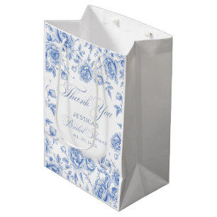 Elegant Chic Blue Toile Chinoiserie Bridal Shower Medium Gift Bag