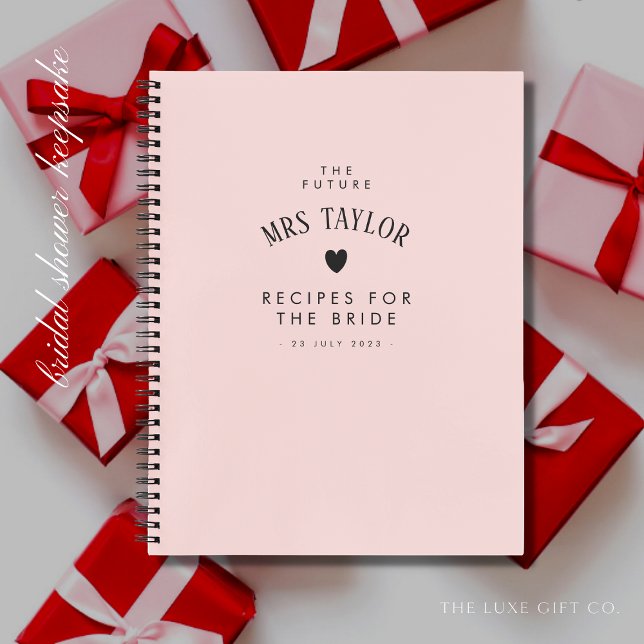 Elegant Chic Blush Bridal Shower Gift Recipe Notebook (Creator Uploaded)