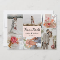 Elegant Chic Blush Pink 6 Photo Collage Wedding