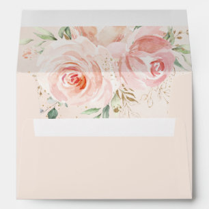 Elegant Chic Blush Pink Floral Roses Envelope