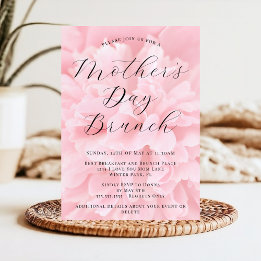 Elegant Chic Blush Pink Flower Mother's Day Brunch Invitation