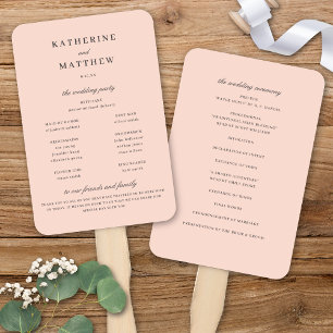 Elegant Chic Blush Pink Wedding Ceremony Program Hand Fan