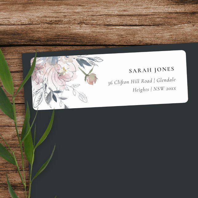 Elegant Chic Blush Watercolor Floral Address (Creator Uploaded)
