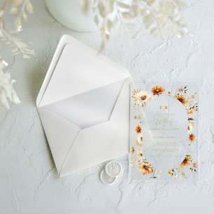 Elegant & Chic Boho Fall Wildflower Wedding Acrylic Invitations
