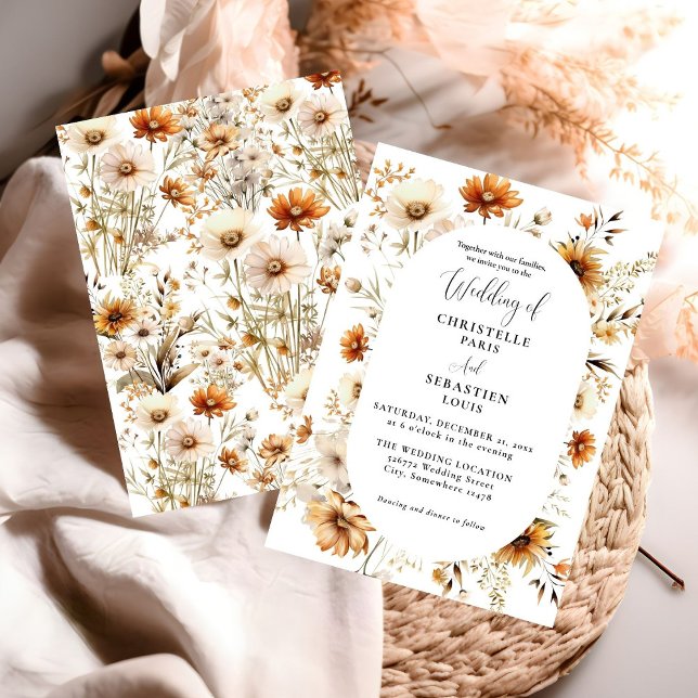 Elegant & Chic Boho Fall Wildflower  Wedding  Invitation (Creator Uploaded)