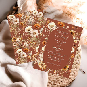 Elegant & Chic Boho Fall Wildflower Wedding Invitation