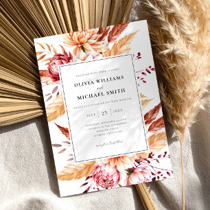Elegant Chic Boho Floral Wedding Invitation