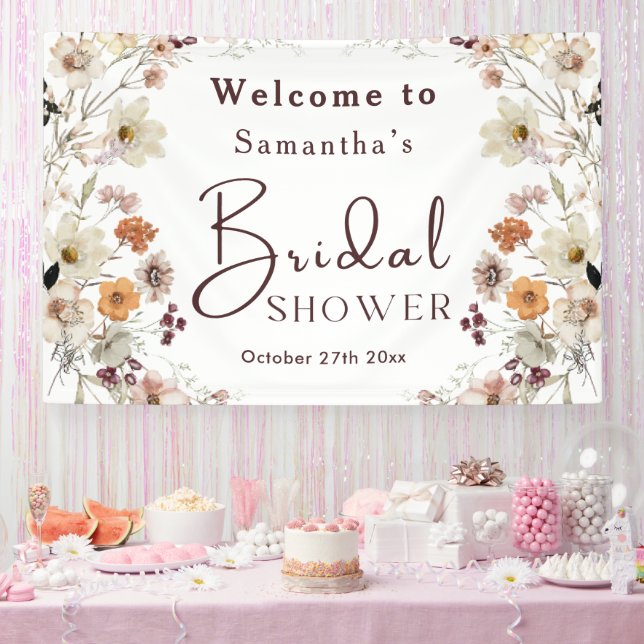 Elegant Chic Boho Rustic Wildflower Bridal Shower Banner (Party)