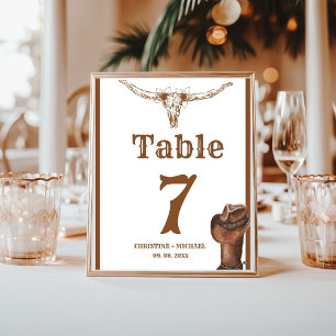 Elegant & Chic Boho Western Cowboy Wedding  Table Number