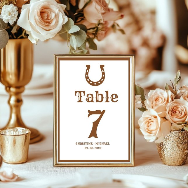 Elegant & Chic Boho Western Cowboy Wedding  Table Number (Creator Uploaded)