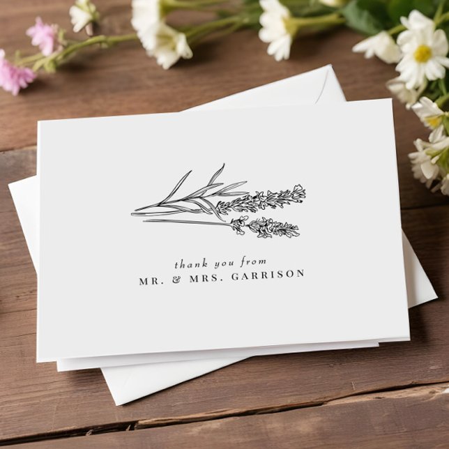Elegant Chic Boho Wildflower Wedding Thank You Card (Creator Uploaded)