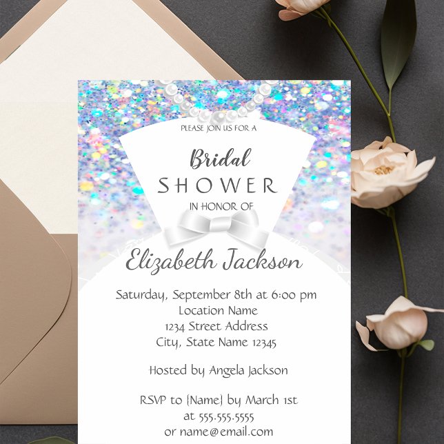 Elegant Chic Bokeh,Bride Dress   Bridal Shower Invitation (Creator Uploaded)
