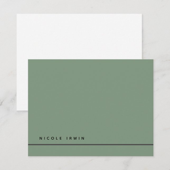 Elegant Chic Border Green Modern Stationery Card (Front/Back)