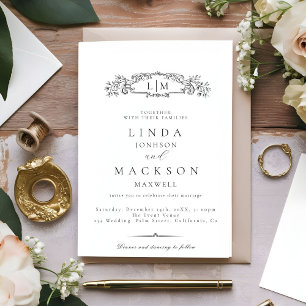 Elegant & Chic botanical crest monogram wedding Invitation