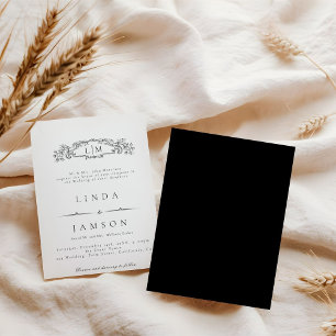 Elegant & Chic botanical crest monogram wedding  Invitation