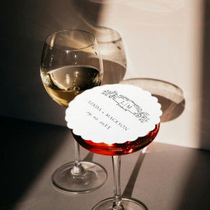 Elegant & Chic botanical crest monogram wedding Paper Coaster