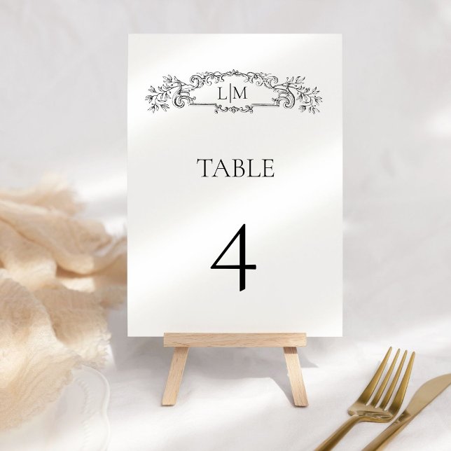 Elegant & Chic botanical crest monogram wedding Table Number (Creator Uploaded)
