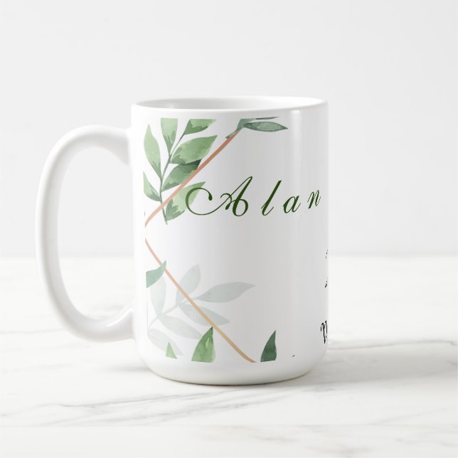 Elegant Chic Botanical Green 25th Wedding Gift Mug (Left)