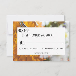Elegant chic botanical sunflower floral Wedding RS RSVP Card