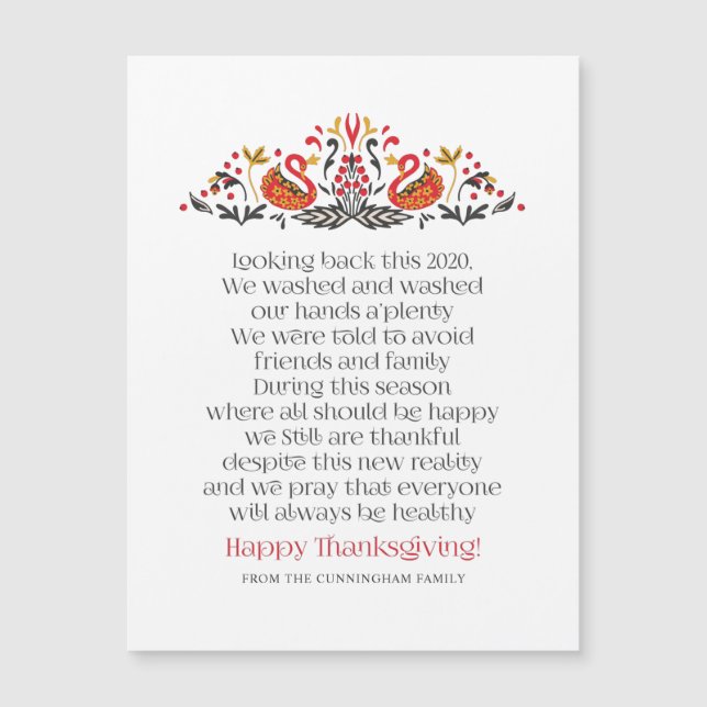 Elegant Chic Botanicals Thanksgiving Poem (Front)