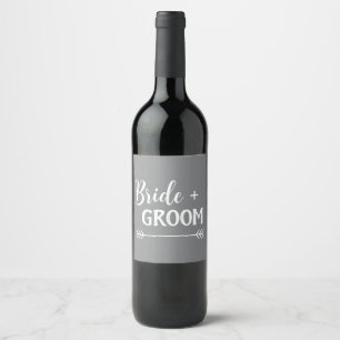 elegant chic BRIDE + GROOM Wine Label