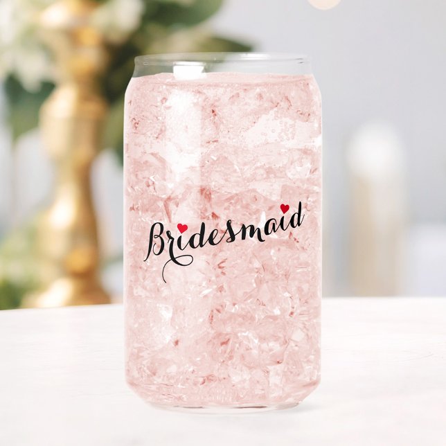 Elegant Chic Bridesmaid Heart Wedding Bachelorette Can Glass (Elegant Chic Bridesmaid Heart Wedding Bachelorette Can Glass)