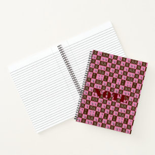 Elegant Chic Brown Plaid & Bear  Notebook
