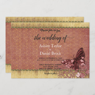 Elegant Chic Burgundy Rose Gold Formal Wedding Invitation